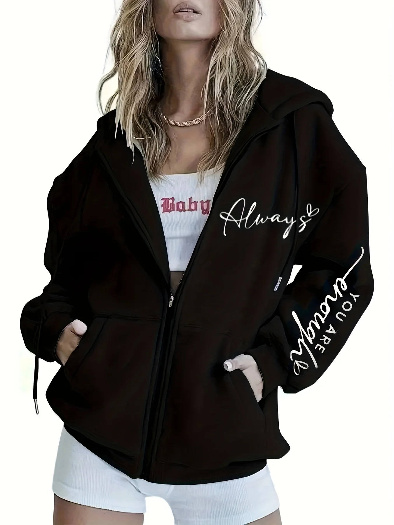 Women's double-sided floral print lightweight jacket - casual hooded zipper pocket jacket, suitable for spring and autumn
Women's double-sided floral print lightweight jacket - casual hooded zipper pocket jacket, suitable for spring and autumn