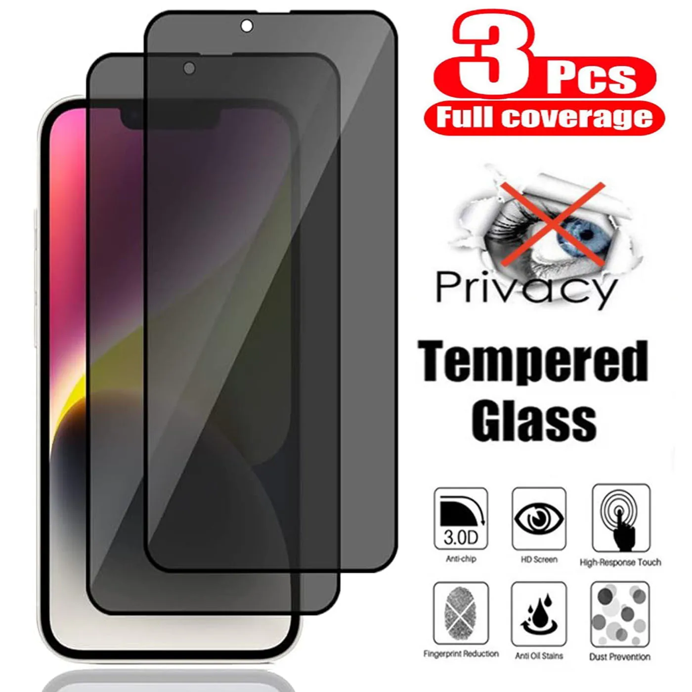 3Pcs Black Privacy Protective Tempered Glass For iPhone 13 12 11 Pro Max Anti Spy For iPhone 14 15 Plus X XR XS Max Glass
3Pcs Black Privacy Protective Tempered Glass For iPhone 13 12 11 Pro Max Anti Spy For iPhone 14 15 Plus X XR XS Max Glass