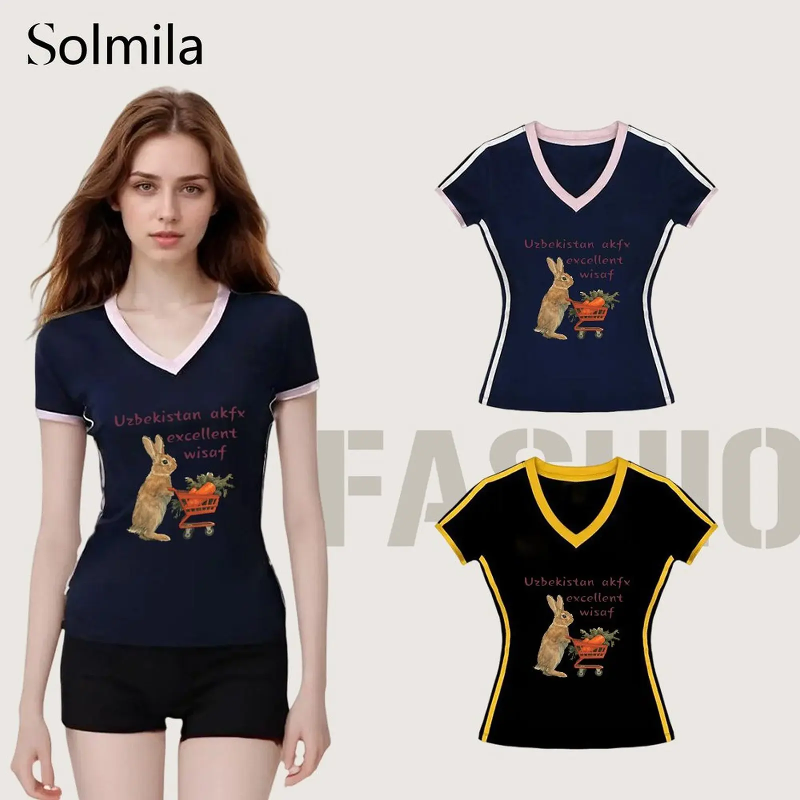 Summer For American Retro Short Sleeve Slim Cropped Casual Y2K Rabbit Short Sleeve T-Shirt For Women Print Round Neck Top 2025
Summer For American Retro Short Sleeve Slim Cropped Casual Y2K Rabbit Short Sleeve T-Shirt For Women Print Round Neck Top 2025