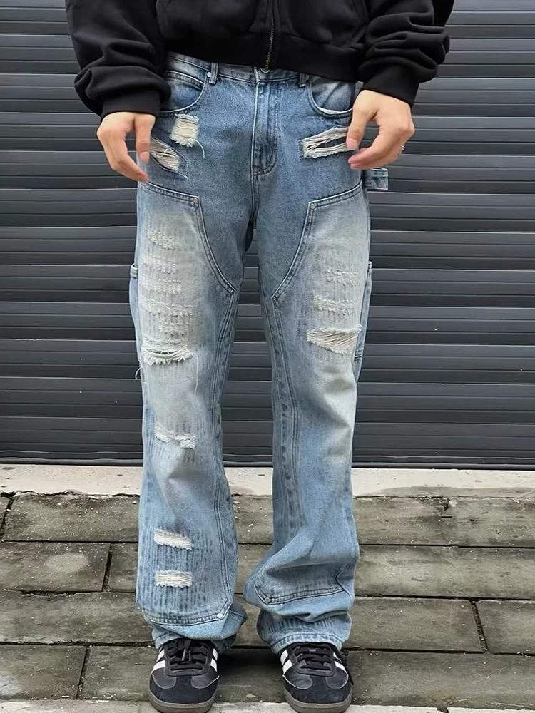 Washed Distressed Men's Jeans 2023 Street Style High Waist Straight Leg Workwear Trousers for Teenagers Autumn Season
Washed Distressed Men's Jeans 2023 Street Style High Waist Straight Leg Workwear Trousers for Teenagers Autumn Season