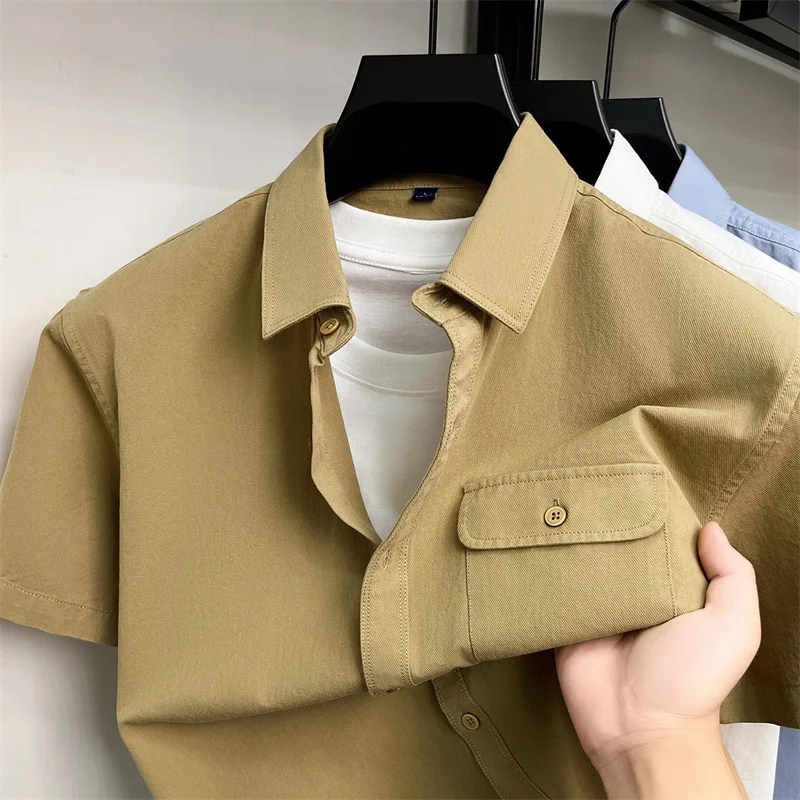 Solid Color Cotton New Short-sleeved Shirt Casual Lapel Breathable Men's Shirt Top Pocket Fashion Half-sleeve
Solid Color Cotton New Short-sleeved Shirt Casual Lapel Breathable Men's Shirt Top Pocket Fashion Half-sleeve