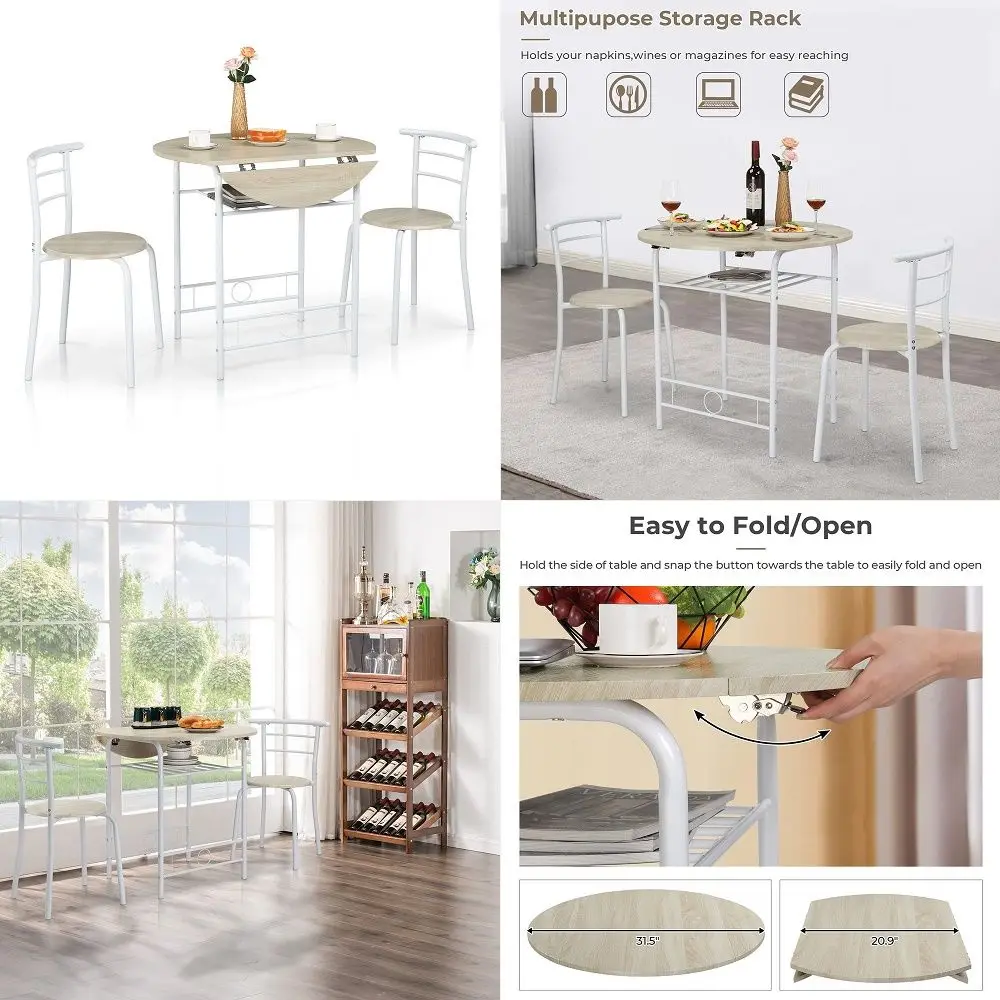31.5 Drop Leaf Dining Table Set for 2, 3 Pieces Dining Table with Chair for Small Space, Small Kitchen Extendable Folding Dinin
31.5 Drop Leaf Dining Table Set for 2, 3 Pieces Dining Table with Chair for Small Space, Small Kitchen Extendable Folding Dinin
