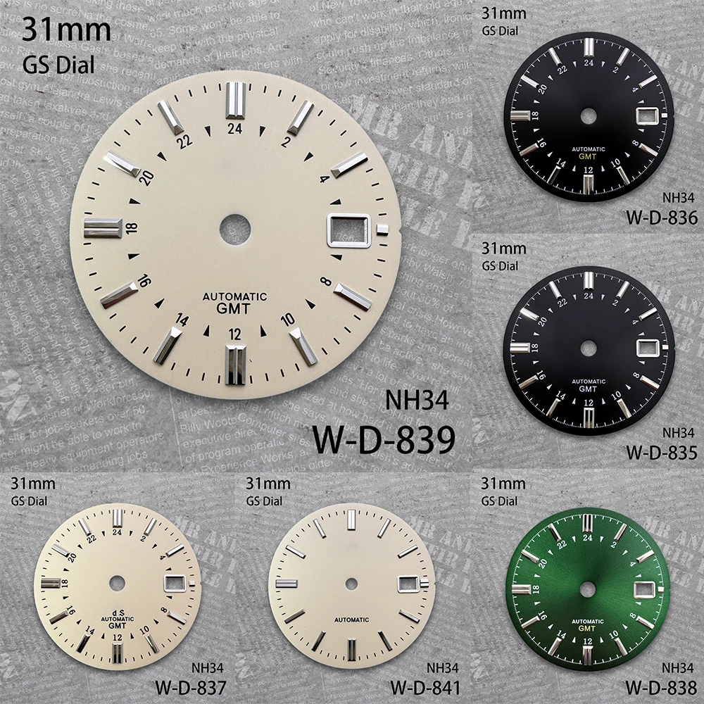 31mm GMT GS/S Logo Dial Suitable For NH34/NH35 Movement Matte Quality Applied Index Riveted Watch Modification Accessories
31mm GMT GS/S Logo Dial Suitable For NH34/NH35 Movement Matte Quality Applied Index Riveted Watch Modification Accessories