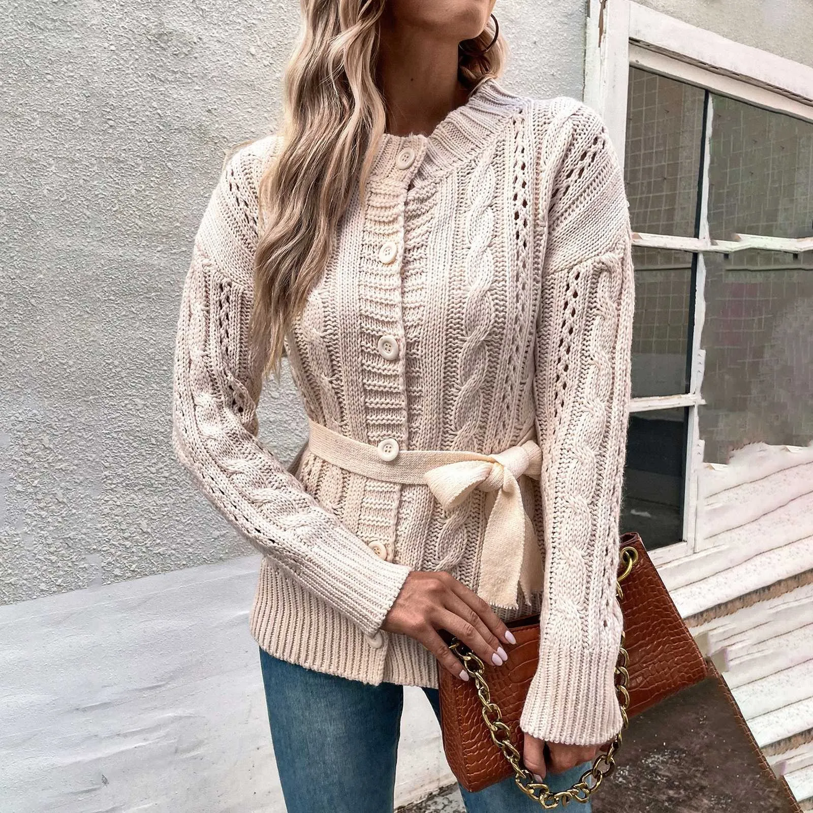 Autumn Winter Women's Knitted Cardigan Sweater Solid Color Long Sleeved With Belt Coat Fashion Soft Warm Female Tops
Autumn Winter Women's Knitted Cardigan Sweater Solid Color Long Sleeved With Belt Coat Fashion Soft Warm Female Tops