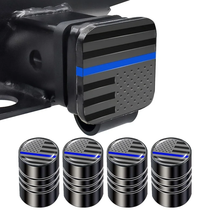 Thin Blue Line Striped Trailer Hitch Cover & 4-Pack Tire Valve Stem Caps for Truck SUV & Trailer Receivers Dustproof Protection
Thin Blue Line Striped Trailer Hitch Cover & 4-Pack Tire Valve Stem Caps for Truck SUV & Trailer Receivers Dustproof Protection