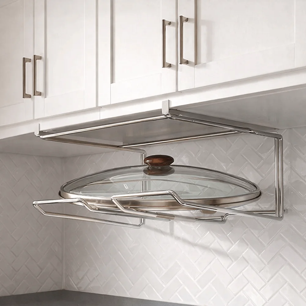 Stainless Steel Cutting Board Pot Cover Holder Wall Mounted No-Drill Pot Lid Storage Rack Space Saving Utensil Organizer
Stainless Steel Cutting Board Pot Cover Holder Wall Mounted No-Drill Pot Lid Storage Rack Space Saving Utensil Organizer