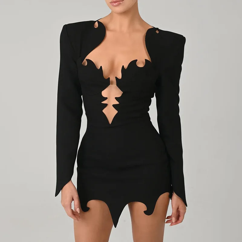 Fashion New Women's Black Low-cut Dress Short Long-sleeved Wrap Sexy Party Nightclub Dress Deep V Sexy Dress
Fashion New Women's Black Low-cut Dress Short Long-sleeved Wrap Sexy Party Nightclub Dress Deep V Sexy Dress