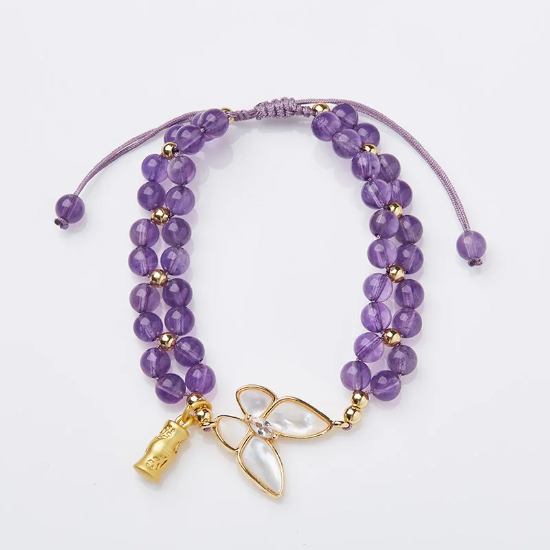 Natural Amethyst White Butterfly Shell Butterfly Bamboo Beaded Bracelet for Women Gifts
Natural Amethyst White Butterfly Shell Butterfly Bamboo Beaded Bracelet for Women Gifts