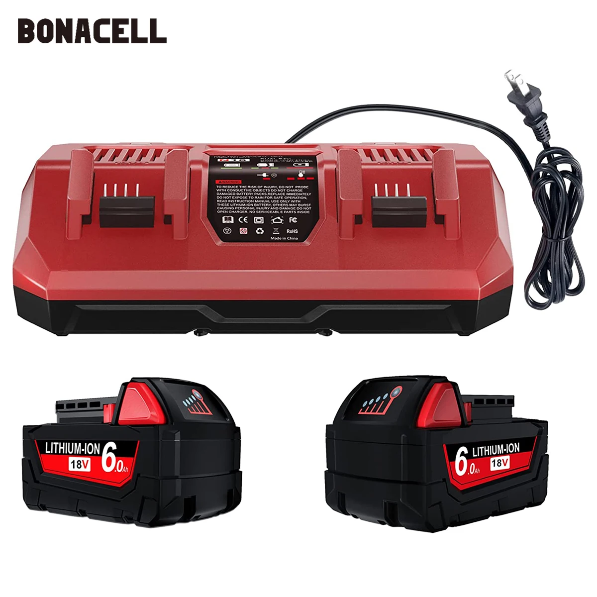 6.0Ah Replacement for Milwaukee M18 Battery & Dual Ports Rapid Charger Combo 48-11-1862 48-59-1850 48-59-1812 M12 M14 48-11-1815
6.0Ah Replacement for Milwaukee M18 Battery & Dual Ports Rapid Charger Combo 48-11-1862 48-59-1850 48-59-1812 M12 M14 48-11-1815
