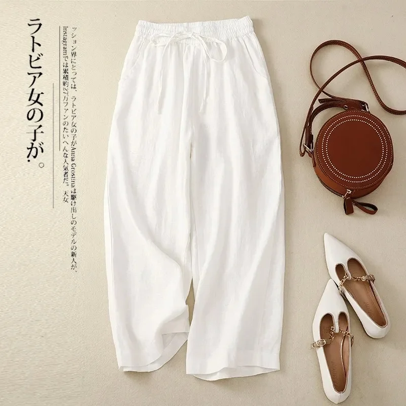 Summer Women's Wide Leg Pants 2025 New High Waist Cotton and Linen Korean Solid Vintage Casual Loose Full Trousers Female
Summer Women's Wide Leg Pants 2025 New High Waist Cotton and Linen Korean Solid Vintage Casual Loose Full Trousers Female