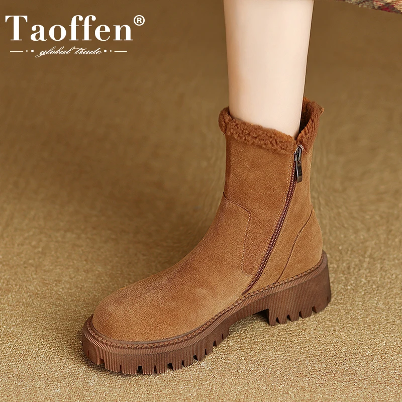 Taoffen Woman Ankle Boots Real Leather Plush Warm Winter Shoes For Woman Fashion Daily Short Boots Female Footwear Size 34-39
Taoffen Woman Ankle Boots Real Leather Plush Warm Winter Shoes For Woman Fashion Daily Short Boots Female Footwear Size 34-39