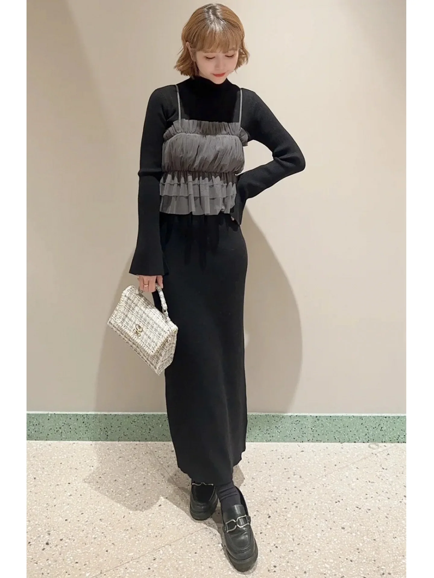 Sweet Japanese Style Long Sleeve Mesh Strap Knitted Dress Set for Women Autumn Winter Fashion Two-Piece Suit Polyester Fabric
Sweet Japanese Style Long Sleeve Mesh Strap Knitted Dress Set for Women Autumn Winter Fashion Two-Piece Suit Polyester Fabric