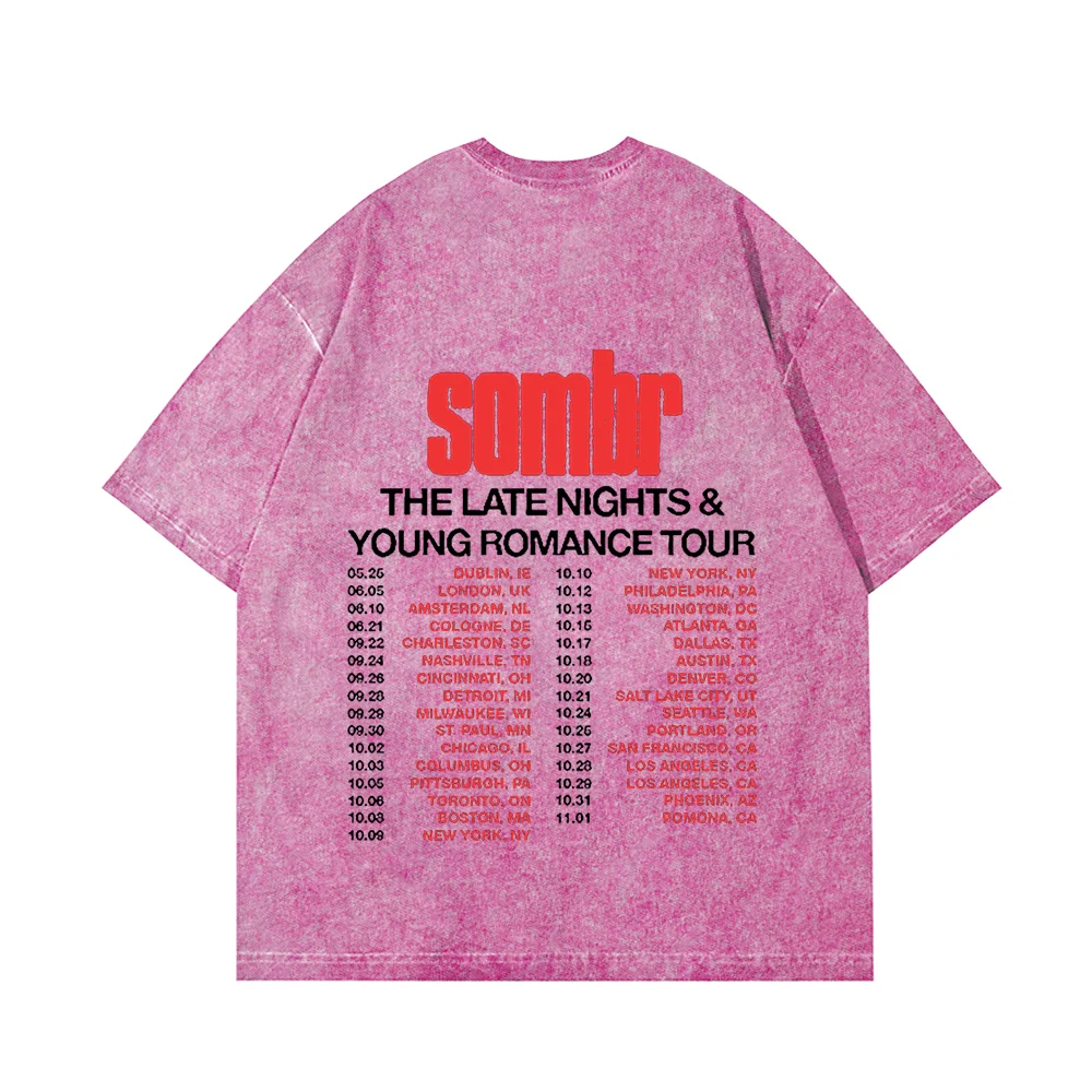 Sombr The Late Nights & Young Romance Tour Хлопковая футболка с круглым вырезом Повседневная мужская/женская уличная одежда с круглым вырезом и короткими рукавами
Sombr The Late Nights & Young Romance Tour Хлопковая футболка с круглым вырезом Повседневная мужская/женская уличная одежда с круглым вырезом и короткими рукавами