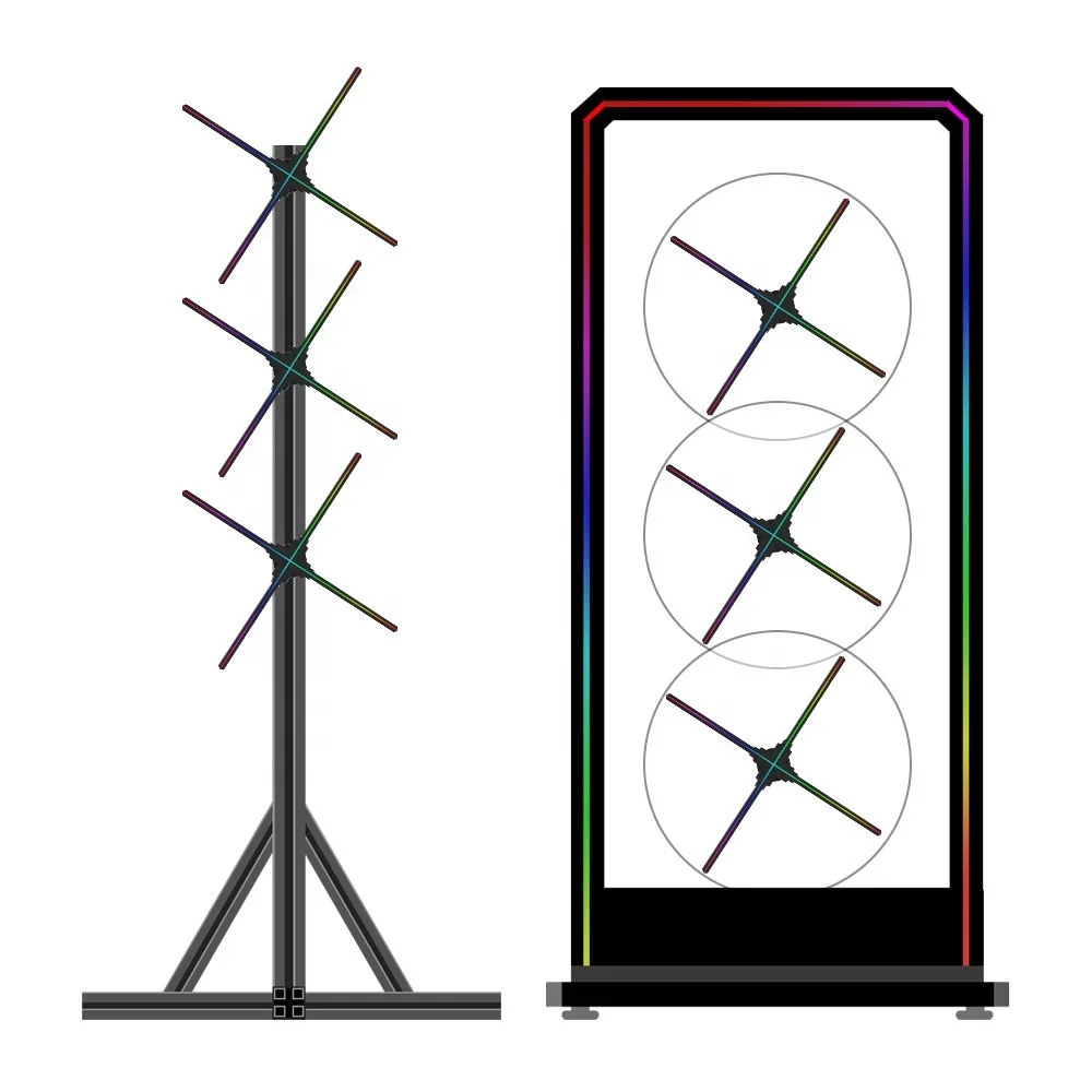 Custom Splicing 1x3 65cm HD Led Fan Hologram Equipment 3D Hologram Projector Hologram Projector Advertising Display Fan
Custom Splicing 1x3 65cm HD Led Fan Hologram Equipment 3D Hologram Projector Hologram Projector Advertising Display Fan