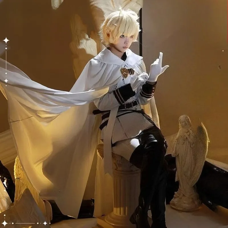 Anime Mikaela Hyakuya Cosplay Costume White Uniform Cape Full Set for Women Men Halloween Carnival Party Roleplay Outfit
Anime Mikaela Hyakuya Cosplay Costume White Uniform Cape Full Set for Women Men Halloween Carnival Party Roleplay Outfit