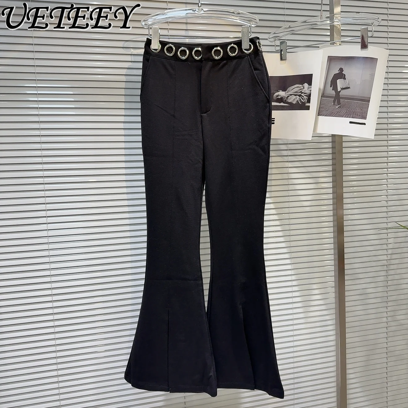 2025 Spring New Dark Cool Spicy Metal Ring Rivet Waist Slim Black Trousers Flared Pants Fashion Casual Pants Women's Pantalones
2025 Spring New Dark Cool Spicy Metal Ring Rivet Waist Slim Black Trousers Flared Pants Fashion Casual Pants Women's Pantalones