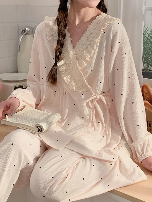 Pure Cotton Thin Sleepwear Maternity Set Breastfeeding Comfortable Home Clothes V-Neck Long Sleeve for Pregnant Women
Pure Cotton Thin Sleepwear Maternity Set Breastfeeding Comfortable Home Clothes V-Neck Long Sleeve for Pregnant Women