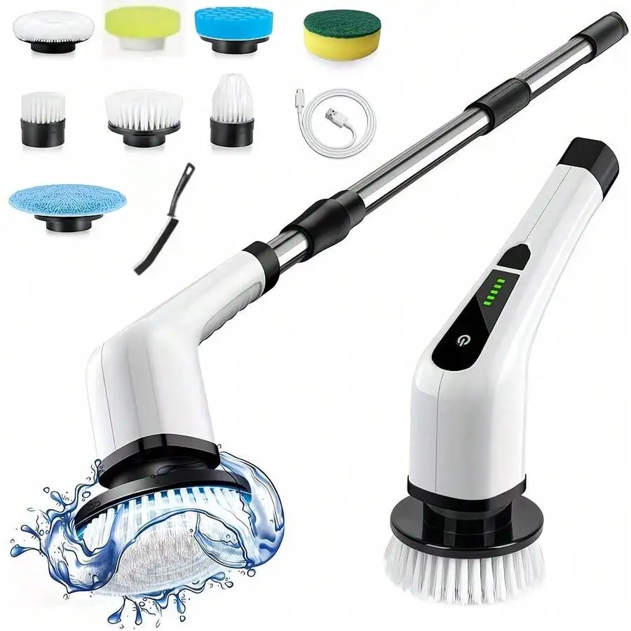 9-In-1 Cordless Electric Rotating Cleaning Brush With Replaceable Heads And Telescopic Handle For Floor Bathroom Tile Kitchen
9-In-1 Cordless Electric Rotating Cleaning Brush With Replaceable Heads And Telescopic Handle For Floor Bathroom Tile Kitchen