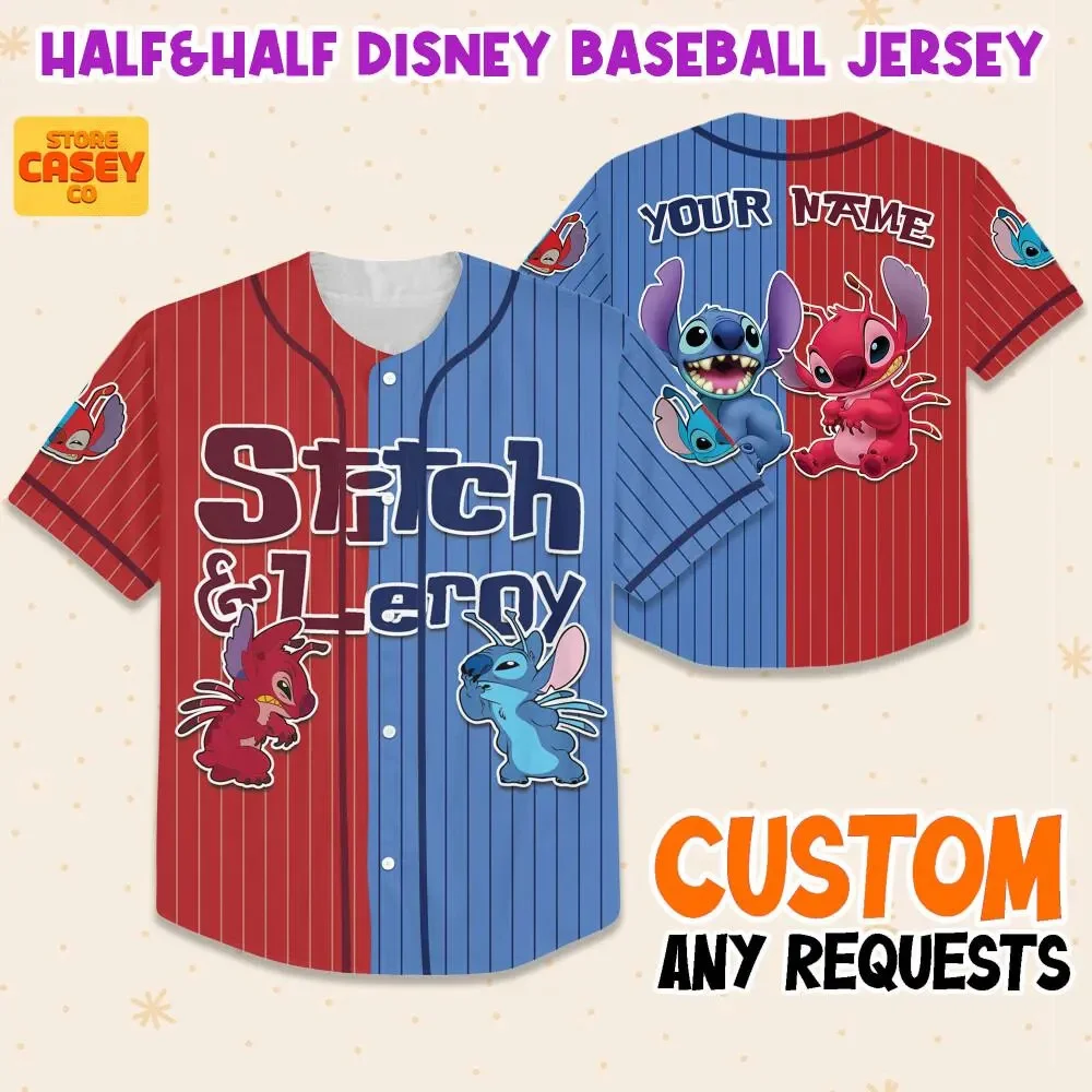 Персонализированный бейсбольный трикотаж Disney Lilo & Stitch, бейсбольный трикотаж для детей, подростков, взрослых, рубашка на пуговицах, подарок фанату, гавайская рубашка 
Персонализированный бейсбольный трикотаж Disney Lilo & Stitch, бейсбольный трикотаж для детей, подростков, взрослых, рубашка на пуговицах, подарок фанату, гавайская рубашка