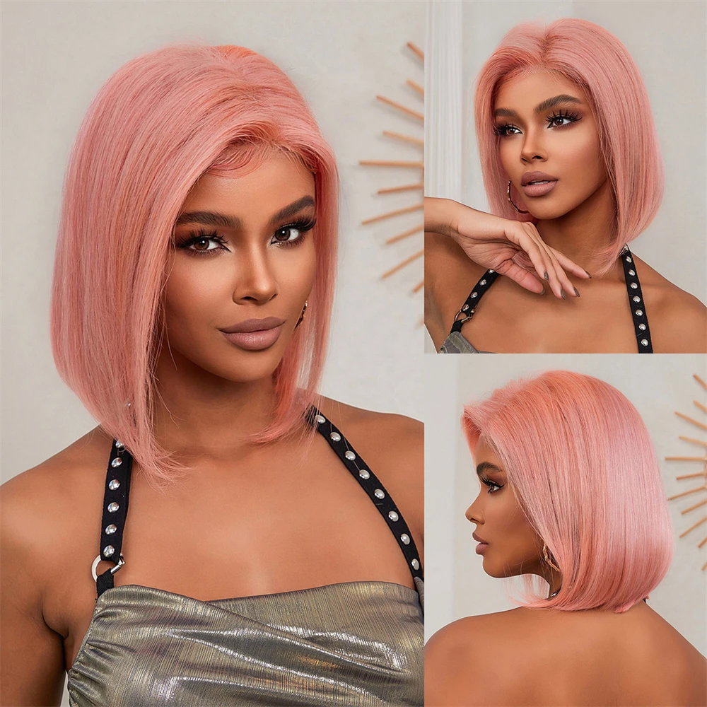 Remy Human Hair Wigs Short Straight Bob Pink Wigs 13x4 HD Transparent Lace Frontal Wig for Afro Women Use Colored Human Hair Wig
Remy Human Hair Wigs Short Straight Bob Pink Wigs 13x4 HD Transparent Lace Frontal Wig for Afro Women Use Colored Human Hair Wig
