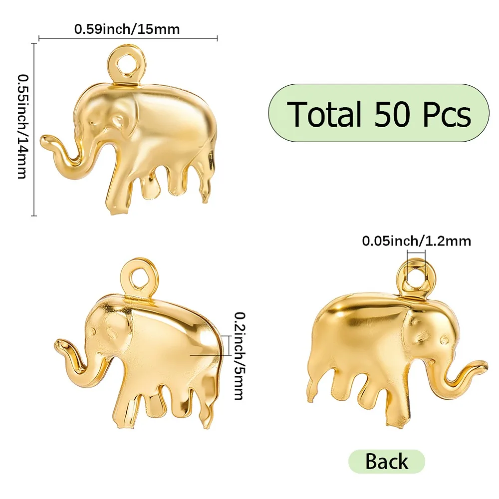 50Pcs 304 Stainless Steel Charms Hollow Elephant Real 18K Gold Plated 14x15x5mm Hole: 1.2mm
50Pcs 304 Stainless Steel Charms Hollow Elephant Real 18K Gold Plated 14x15x5mm Hole: 1.2mm