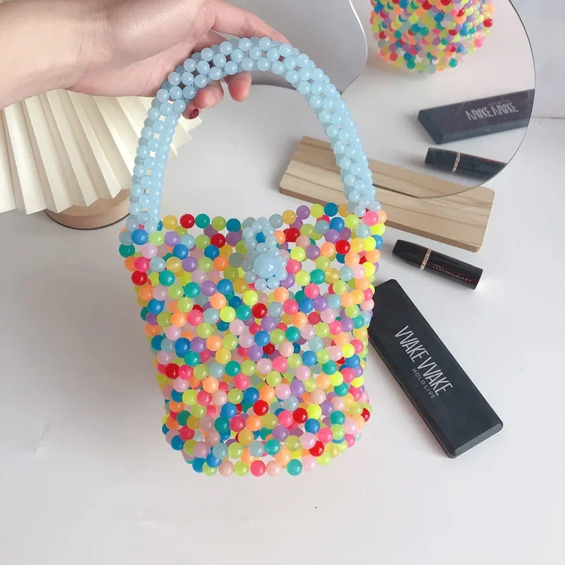 Cute Girls Versatile Mobile Phone Ladies Handbag Summer Colorful Handwoven Beaded Bag Fashionable Rainbow Bucket Women's Bags
Cute Girls Versatile Mobile Phone Ladies Handbag Summer Colorful Handwoven Beaded Bag Fashionable Rainbow Bucket Women's Bags
