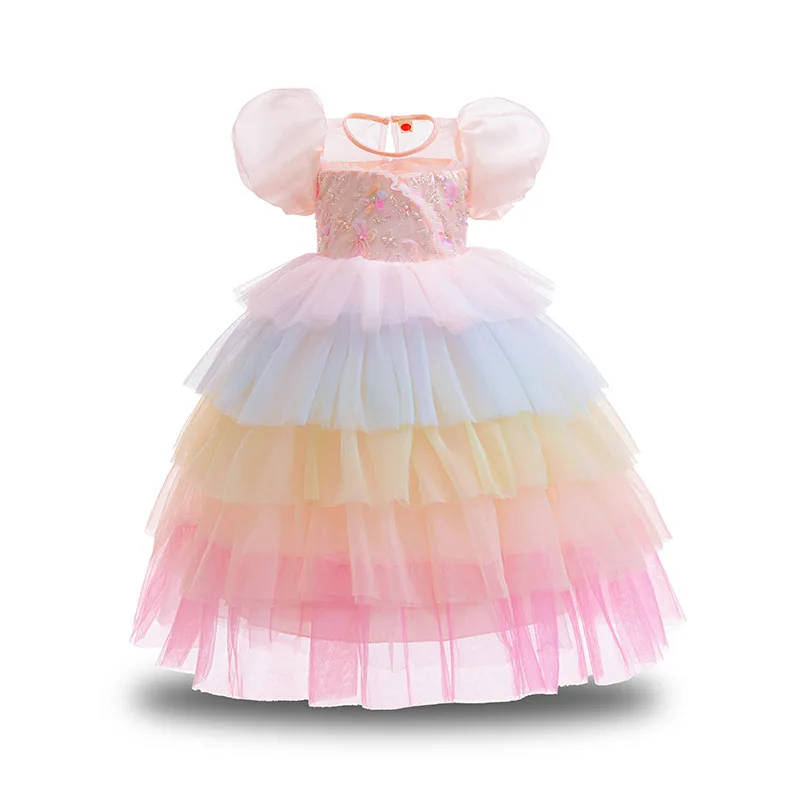 Colorful Layered Tulle Dress for Girls Puff Sleeve Princess Party Dress with Floral Embellished Bodice
Colorful Layered Tulle Dress for Girls Puff Sleeve Princess Party Dress with Floral Embellished Bodice