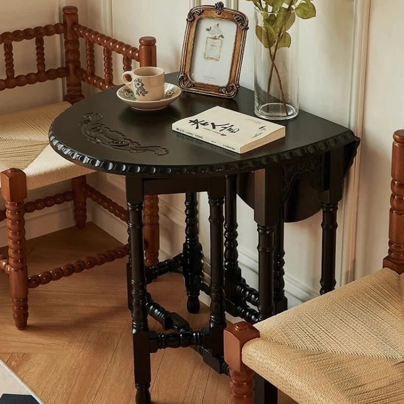 Medieval butterfly table French retro folding solid wood dining table balcony living room household small apartment coffee table
Medieval butterfly table French retro folding solid wood dining table balcony living room household small apartment coffee table