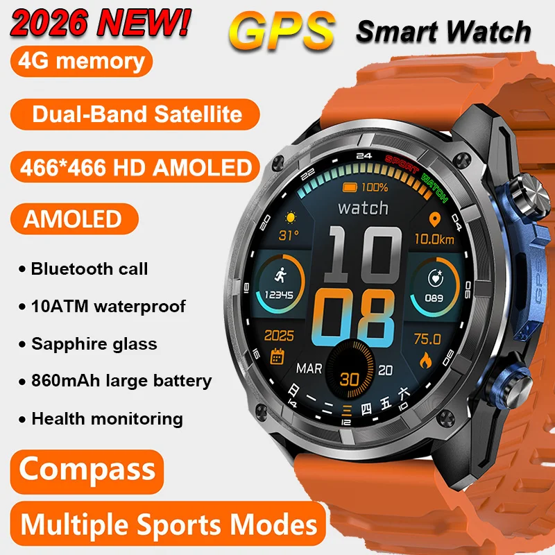 2026 New Military GPS Offline Map SmartWatch 860mAh Battery 4G Large Memory MP3/MP4 Player Swimming Outdoor Sports Smart Watch
2026 New Military GPS Offline Map SmartWatch 860mAh Battery 4G Large Memory MP3/MP4 Player Swimming Outdoor Sports Smart Watch