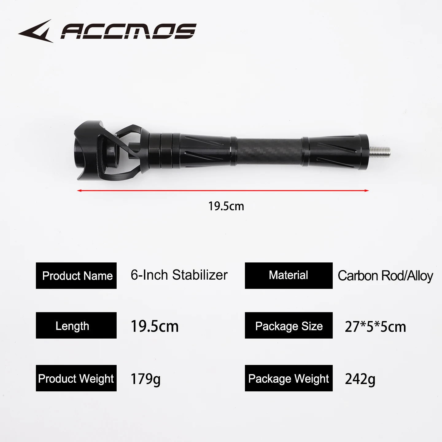ACCMOS Carbon Shock Absorbing Balance Rod for Archery, Lightweight Carbon Fiber, Universal Thread Fit All Bows
ACCMOS Carbon Shock Absorbing Balance Rod for Archery, Lightweight Carbon Fiber, Universal Thread Fit All Bows