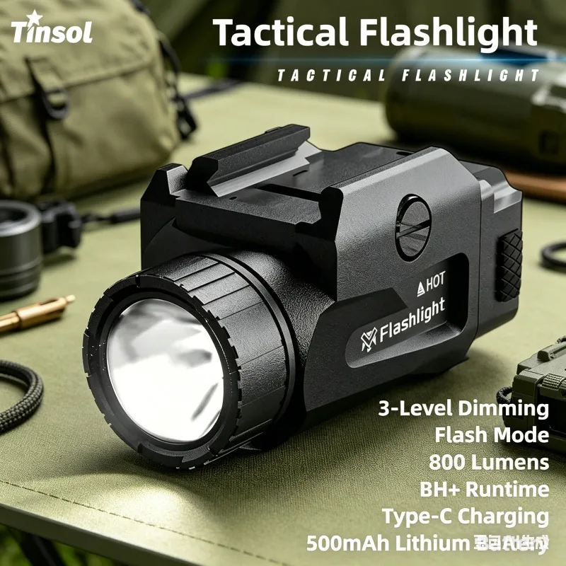 TINSOL 800LM Heavy Duty Tactical Light 4 Mode USB Charging Easy Release Handgun Outdoor Gear Rail Mount
TINSOL 800LM Heavy Duty Tactical Light 4 Mode USB Charging Easy Release Handgun Outdoor Gear Rail Mount