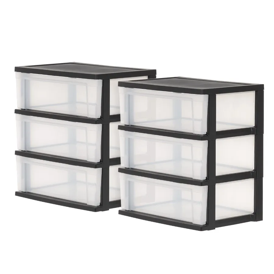 IRIS 3-Drawer Wide Plastic Storage Drawer, Black, Set of 2
IRIS 3-Drawer Wide Plastic Storage Drawer, Black, Set of 2
