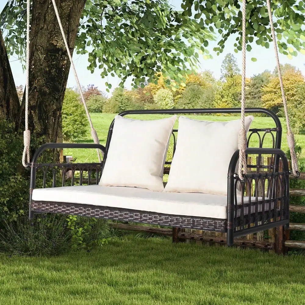 Outdoor Wicker Loveseat Cushioned Porch Patio Swing Chair 2-Person Hanging Seat
Outdoor Wicker Loveseat Cushioned Porch Patio Swing Chair 2-Person Hanging Seat