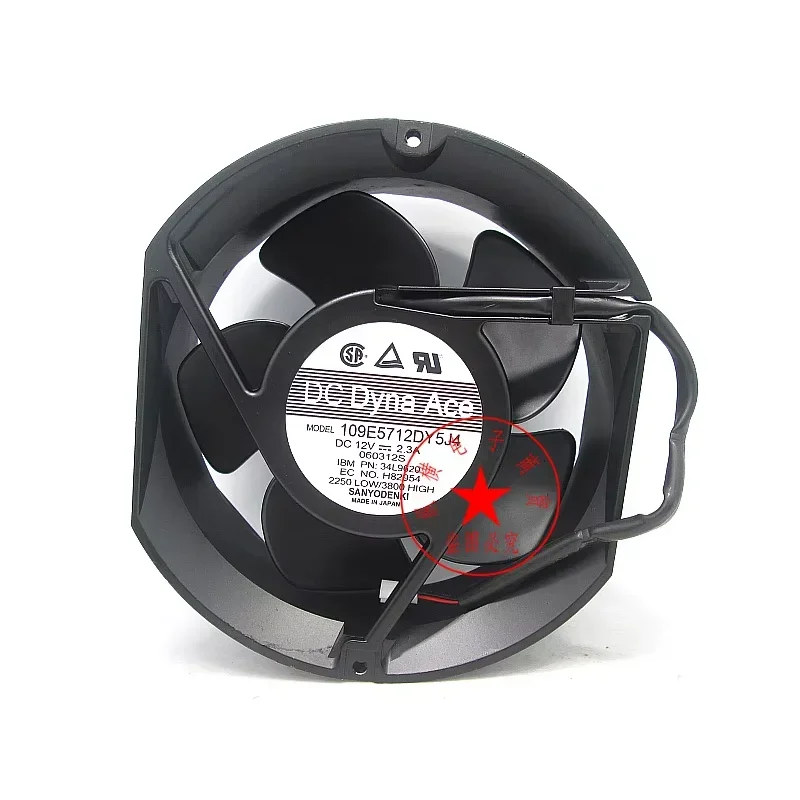 SANYO DENKI 109E5712DY5J4 DC 12V 2.3A 172x172x51mm 2-Wire Server Cooling Fan
SANYO DENKI 109E5712DY5J4 DC 12V 2.3A 172x172x51mm 2-Wire Server Cooling Fan