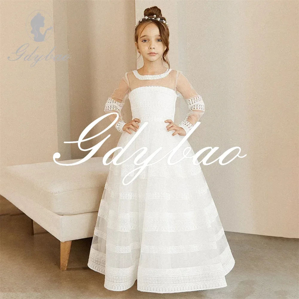 Lace O Neck Elegant A Line Long Sleeve First Communion Dress Floor Length Long Ball Wedding Party Flower Girl Gown Customized
Lace O Neck Elegant A Line Long Sleeve First Communion Dress Floor Length Long Ball Wedding Party Flower Girl Gown Customized