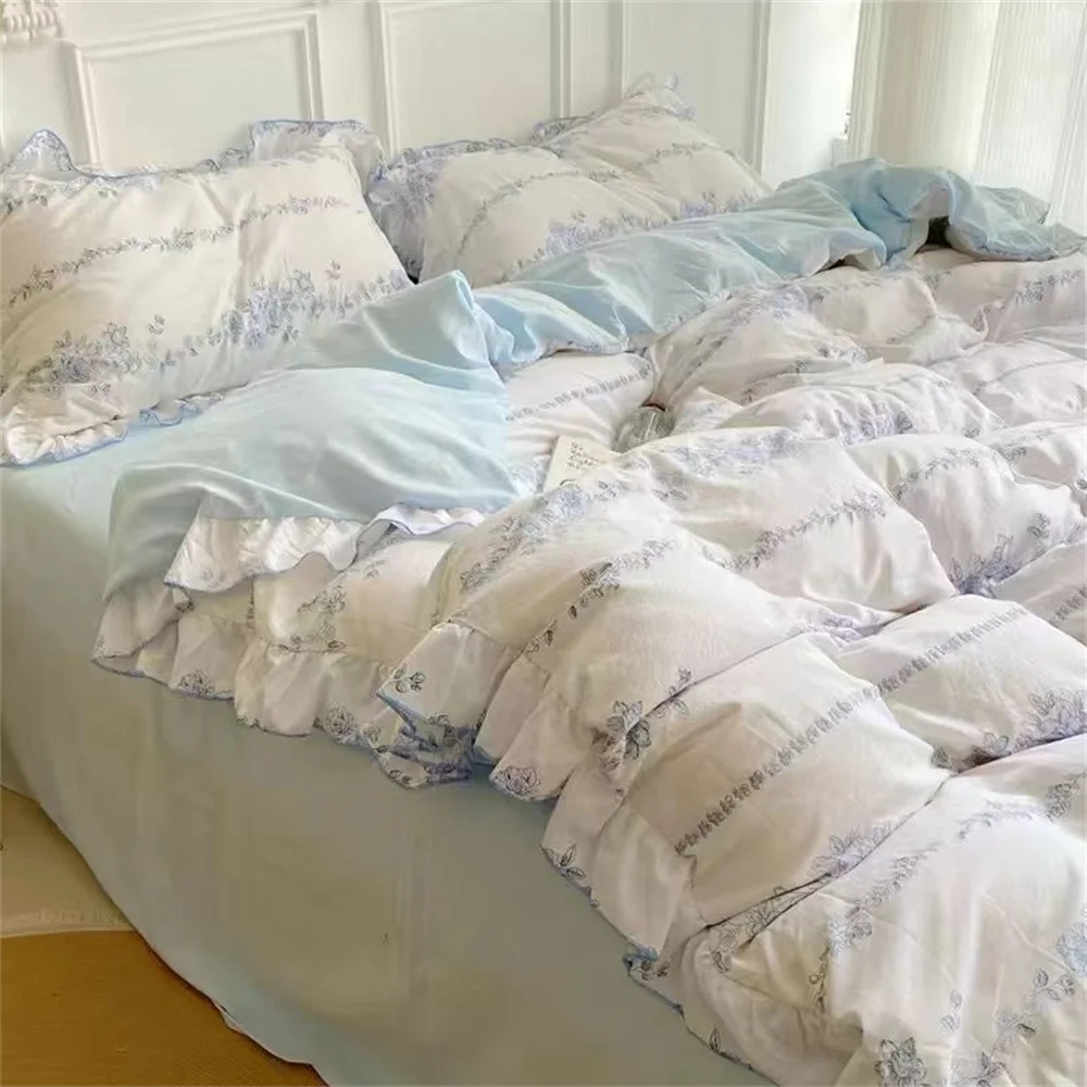 Ins Style Korean Princess Washed Cotton Four Piece Set Fresh Lace Duvet Cover Set, Bed Sheet Three Piece Set on the Bed
Ins Style Korean Princess Washed Cotton Four Piece Set Fresh Lace Duvet Cover Set, Bed Sheet Three Piece Set on the Bed