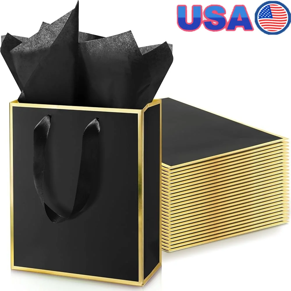 24 Pack Metallic Gift Bags with Handles and Tissue Paper Bridal Showers Weddings Parties Gifts
24 Pack Metallic Gift Bags with Handles and Tissue Paper Bridal Showers Weddings Parties Gifts