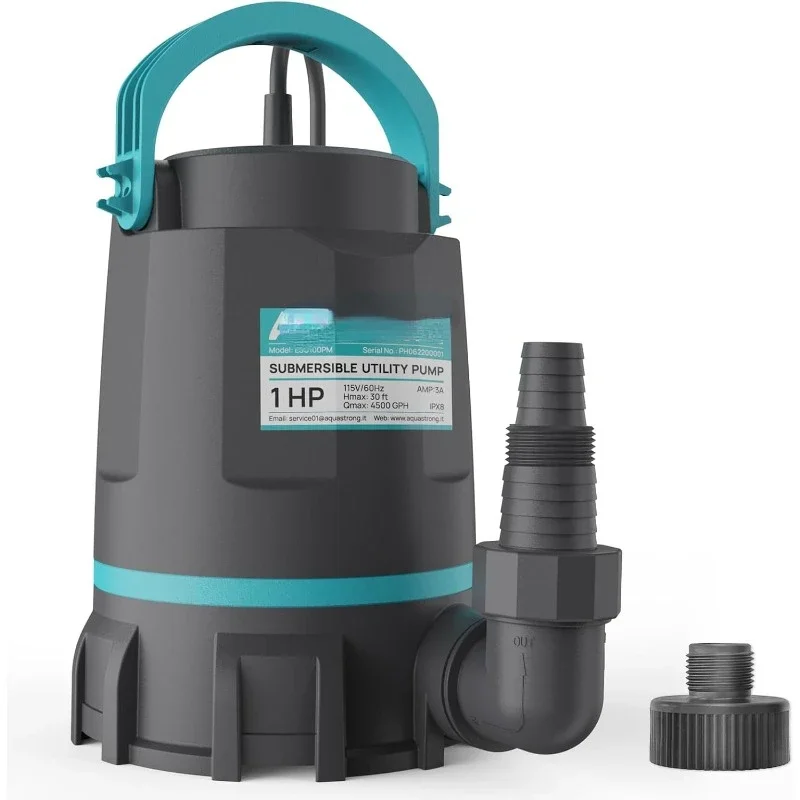 Pump 1 HP Submersible Water Pump Thermoplastic Portable Utility Pump 4500 GPH High Flow Water Removal for Swimming Pool
Pump 1 HP Submersible Water Pump Thermoplastic Portable Utility Pump 4500 GPH High Flow Water Removal for Swimming Pool