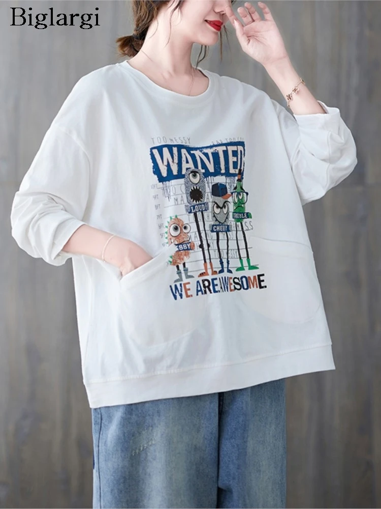 Осенние футболки большого размера, женские модные повседневные женские блузки с мультяшным принтом, свободные женские футболки
Осенние футболки большого размера, женские модные повседневные женские блузки с мультяшным принтом, свободные женские футболки
