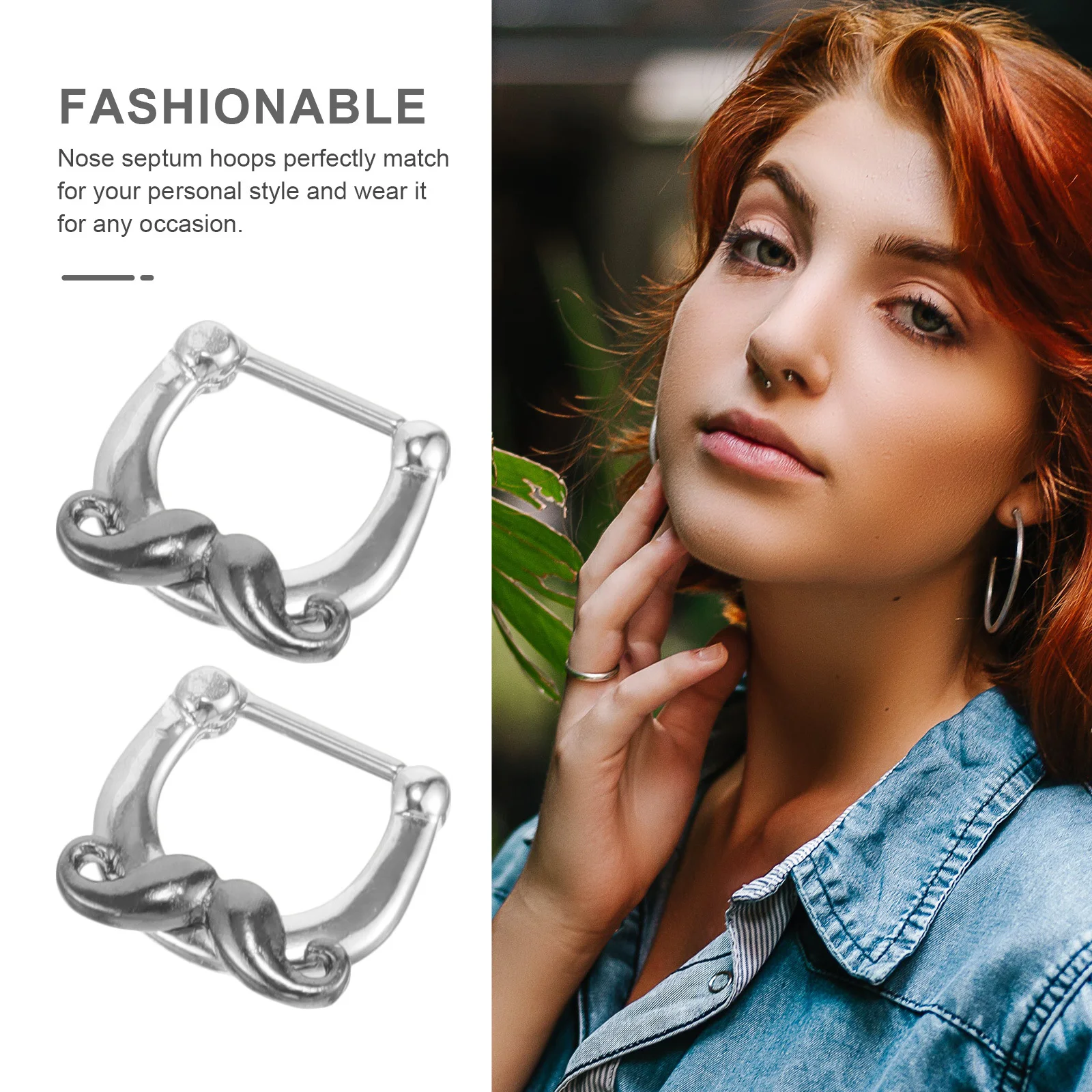 1Pair Nose Piercing Jewelry Stylish Mustache Nose Ring Hoop Septum Cuff for Women Piercings Accessories Trendy Design
1Pair Nose Piercing Jewelry Stylish Mustache Nose Ring Hoop Septum Cuff for Women Piercings Accessories Trendy Design