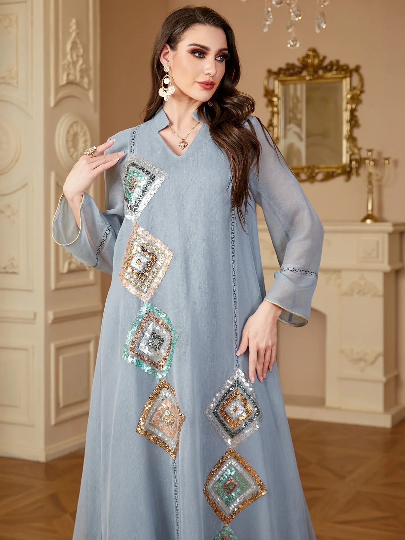 Eid Mubarak Djellaba Sequin Abayas for Muslim Women Long Dress Turkey Kaftan Ramadan Islam Clothing Morocco Jalabiya Caftan Robe
Eid Mubarak Djellaba Sequin Abayas for Muslim Women Long Dress Turkey Kaftan Ramadan Islam Clothing Morocco Jalabiya Caftan Robe