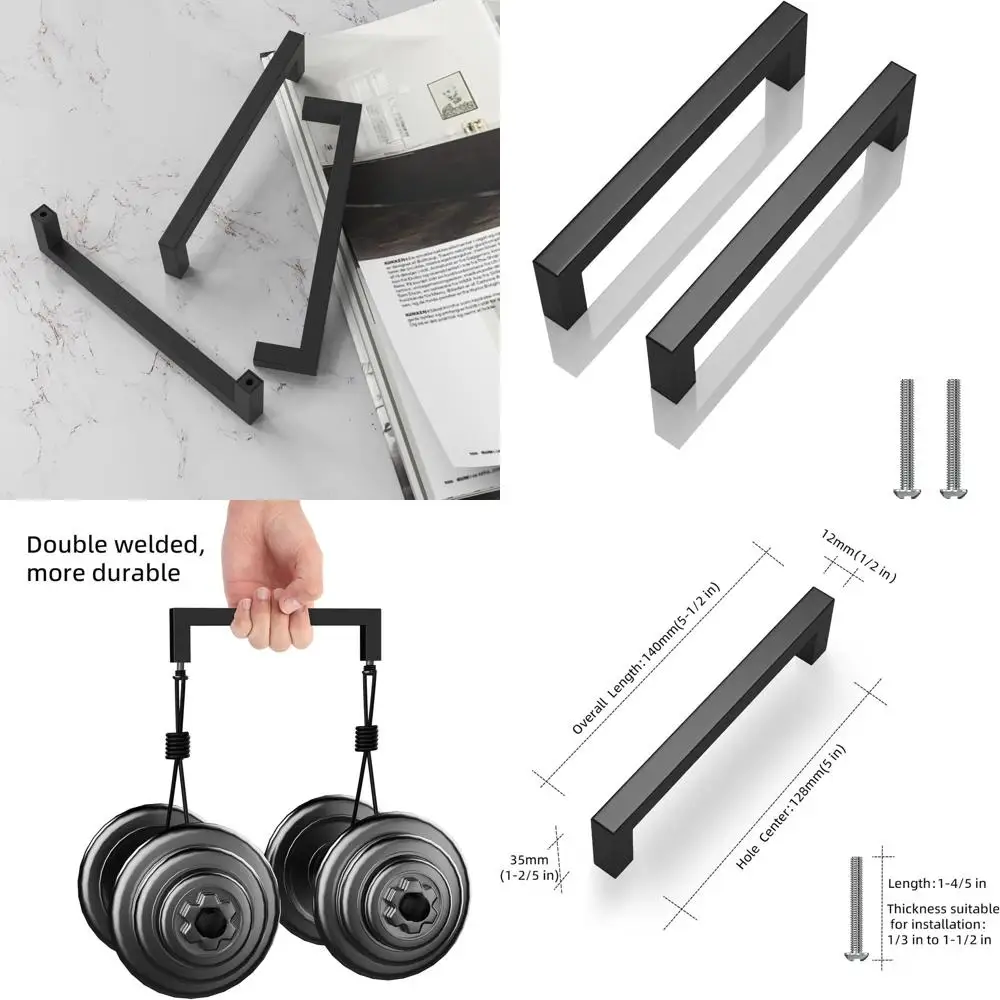 5 Matte Black Stainless Steel Square Drawer Pulls - 30 Pack Kitchen Cabinet Handles
5 Matte Black Stainless Steel Square Drawer Pulls - 30 Pack Kitchen Cabinet Handles