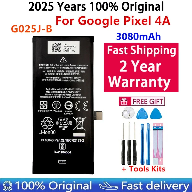 100% Original Fast Shipping Replacement Battery G025J-B For Google Pixel 4A Pixel4A Phone Batteries Bateria 3080mAh +Tools
100% Original Fast Shipping Replacement Battery G025J-B For Google Pixel 4A Pixel4A Phone Batteries Bateria 3080mAh +Tools