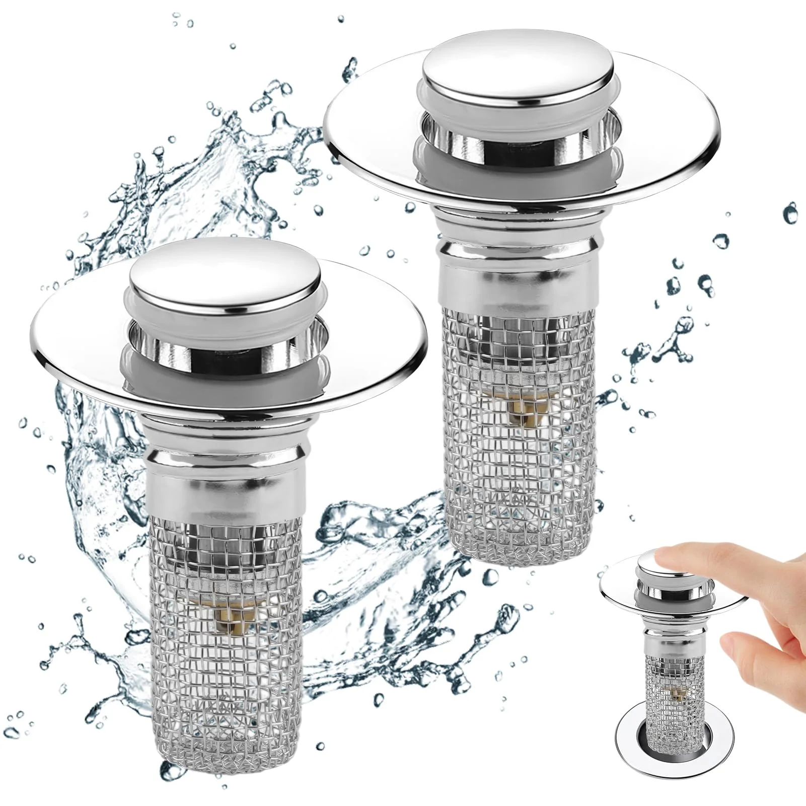 New Washbasin Leak Proof Plug, Stainless Steel Odor Proof Bullet Core, Pressure Type Sink Drainage Pipe, Universal Accessor
New Washbasin Leak Proof Plug, Stainless Steel Odor Proof Bullet Core, Pressure Type Sink Drainage Pipe, Universal Accessor