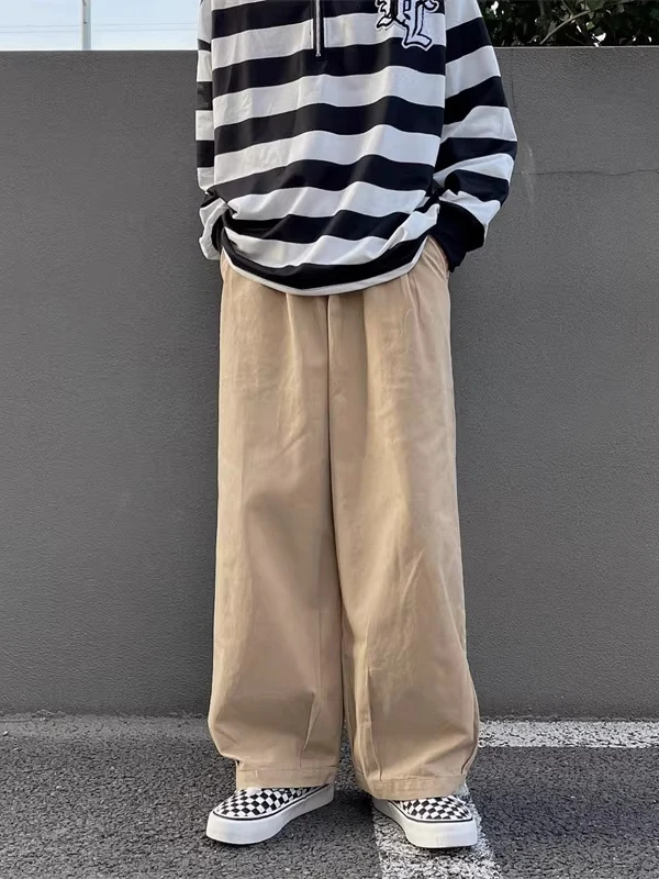 Loose Straight Leg Men's Casual Pants Japanese Sle Harajuku Wide Leg Trousers Street Retro Hong Kong Sle Workwear Long Pants
Loose Straight Leg Men's Casual Pants Japanese Sle Harajuku Wide Leg Trousers Street Retro Hong Kong Sle Workwear Long Pants