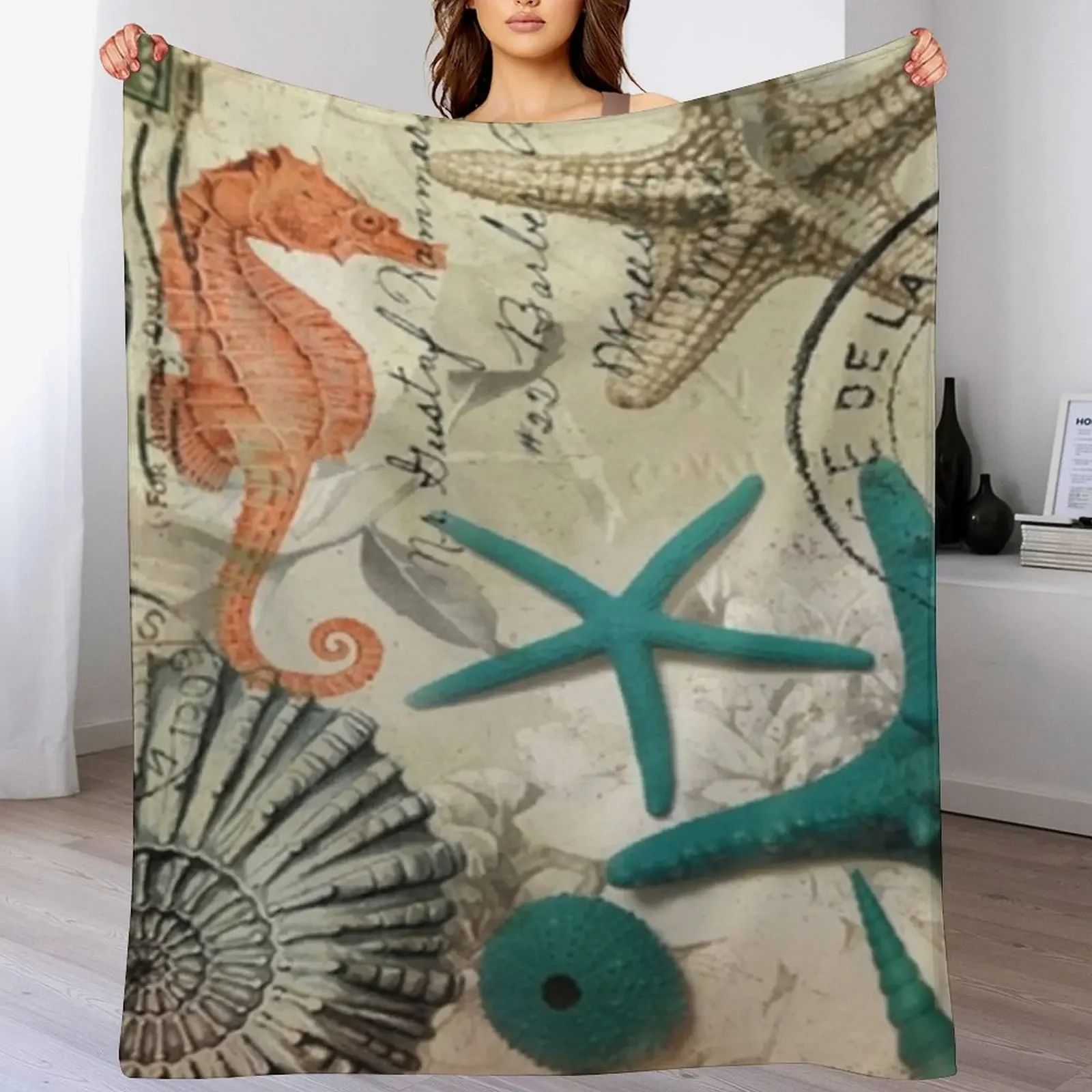 coastal seashell teal starfish seahorse ocean beach Throw Blanket Reusable Durable Soft Blanket for All Seasons
coastal seashell teal starfish seahorse ocean beach Throw Blanket Reusable Durable Soft Blanket for All Seasons