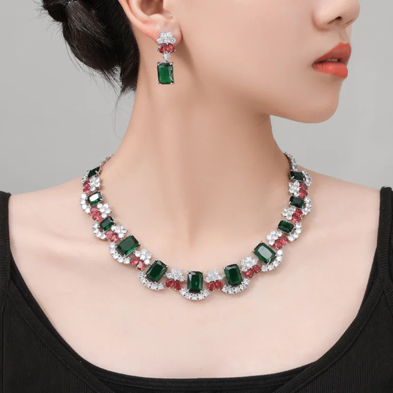 Copper Zircon Green-Red Earrings Necklace - Matrix Gemstones Gray 3D Sparkling Jewelry
Copper Zircon Green-Red Earrings Necklace - Matrix Gemstones Gray 3D Sparkling Jewelry