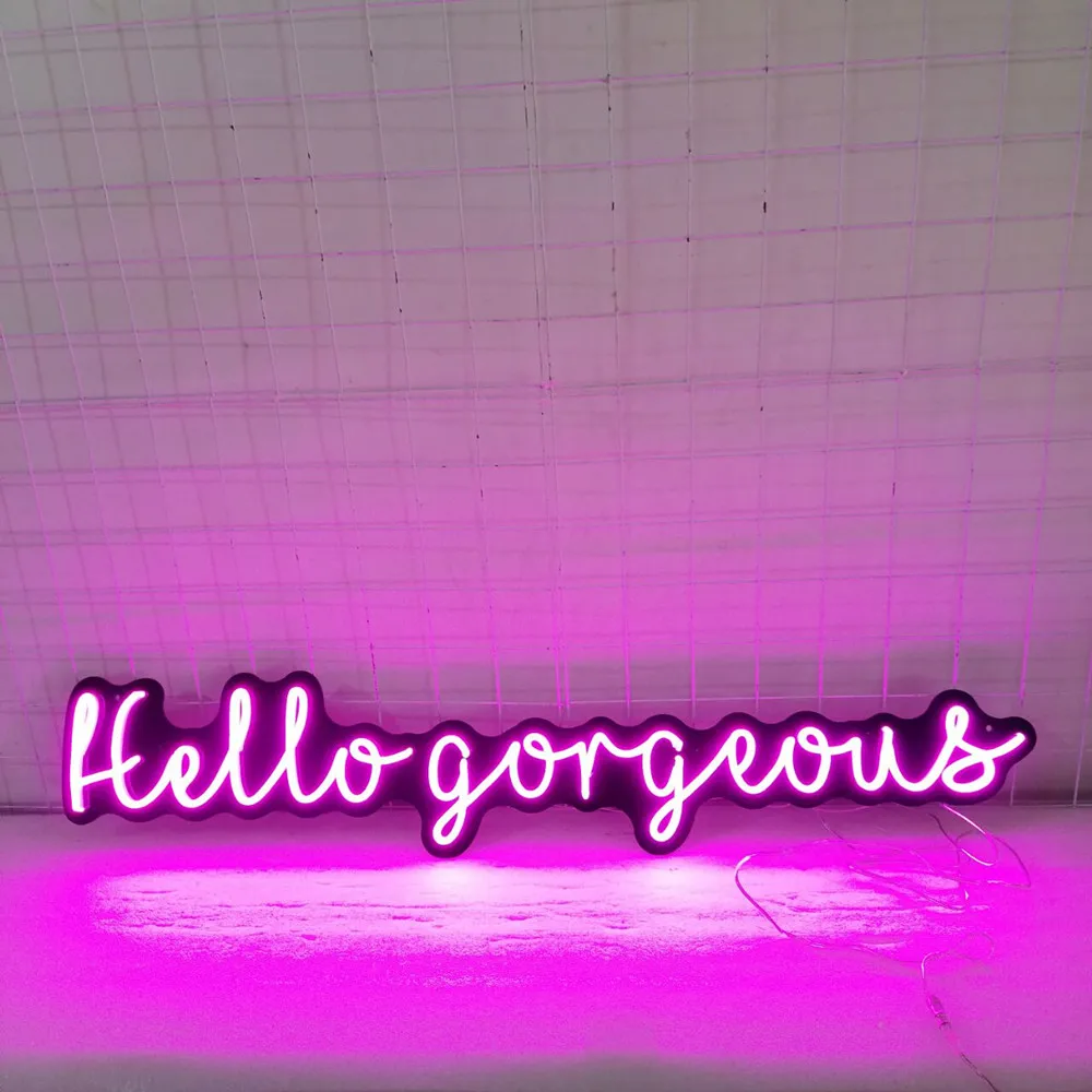 Hello Gorgeous Letters Neon Sign Wall Art, черная акриловая спинка, романтический гибкий трубопровод, свадебная световая вывеска, подарки
Hello Gorgeous Letters Neon Sign Wall Art, черная акриловая спинка, романтический гибкий трубопровод, свадебная световая вывеска, подарки