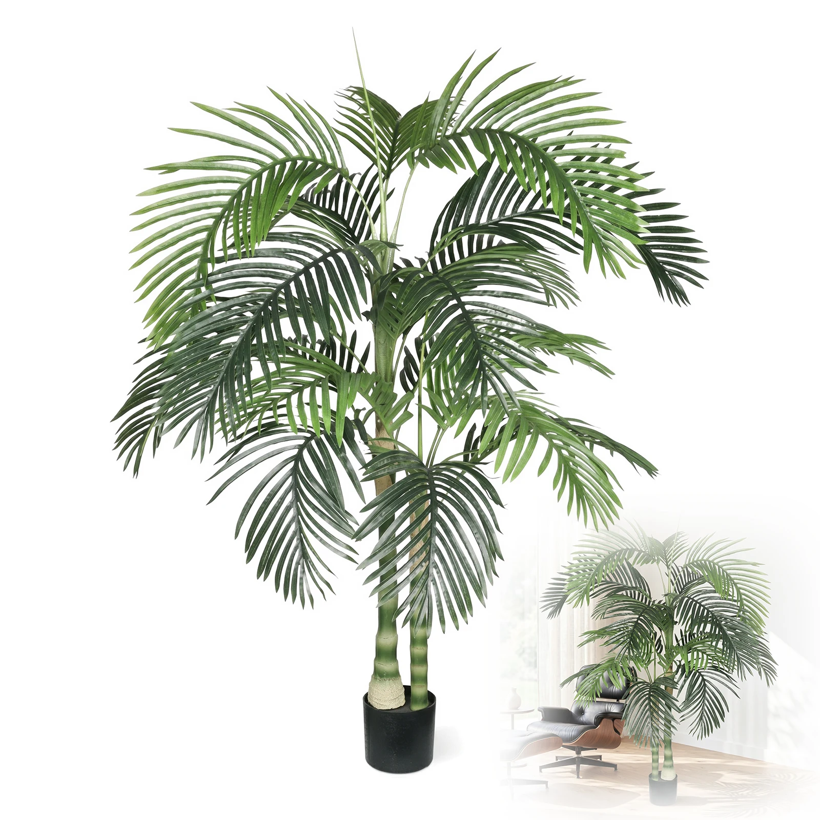6FT Artificial Palm Tree with Black Plastic Pot, Tall Faux Palm Tree Indoor with Real Touch Fake Plants, Artificial Plants with Lifelike Leaves for Indoor Outdoor Floor Decoration
6FT Artificial Palm Tree with Black Plastic Pot, Tall Faux Palm Tree Indoor with Real Touch Fake Plants, Artificial Plants with Lifelike Leaves for Indoor Outdoor Floor Decoration