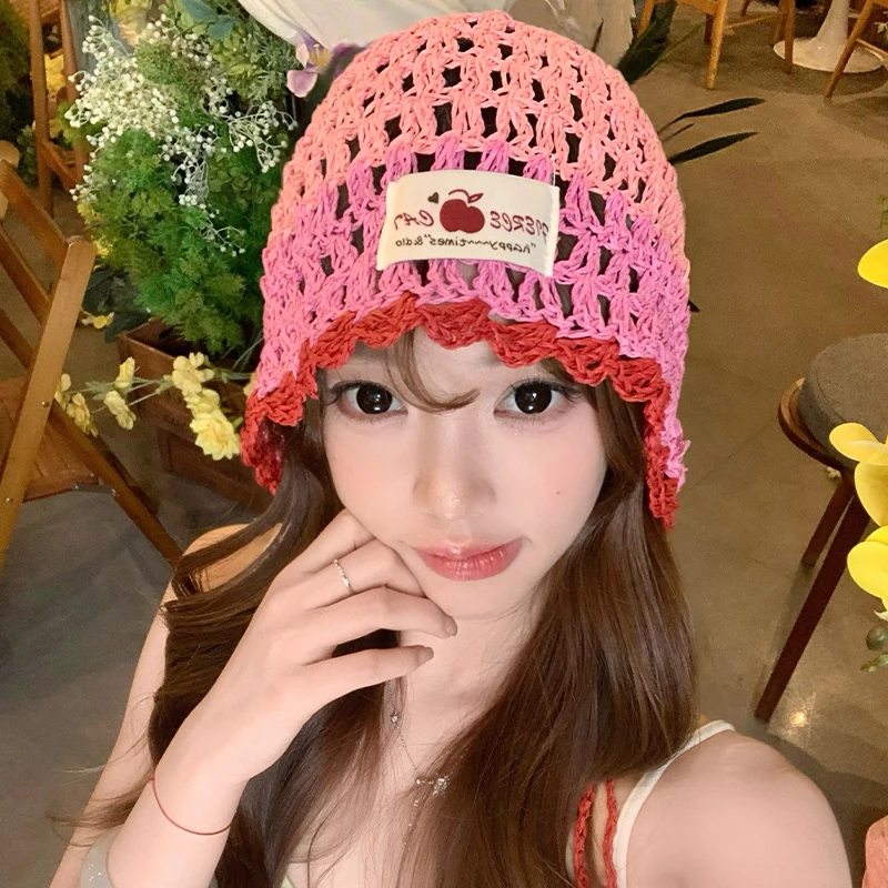 Korean Color Matching Hand-crocheted Pullover Hat for Women Spring and Summer Vacation Hollow Breathable Foldable Straw Sun Cap
Korean Color Matching Hand-crocheted Pullover Hat for Women Spring and Summer Vacation Hollow Breathable Foldable Straw Sun Cap